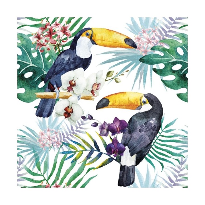 Ambiente - paper lunch napkins - Toucans with Jungle Plants - Jungle - Animal - Toucans - Daisy