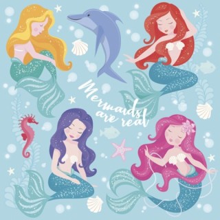 1 Pakje papieren lunch servetten - Pastel Mermaids - Daisy - Zeemeermin