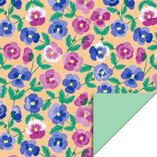 Cadeaupapier - Pansy Flowers - Mint - 70cm | Geschenkenlaantje