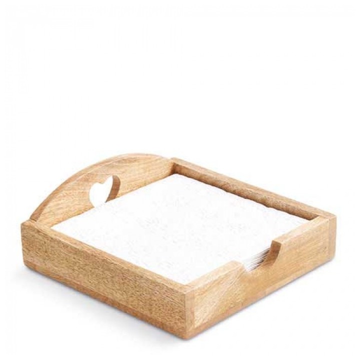 Lunch Servettenhouder - 19,5x19,5x7cm - Mangohout | Geschenkenlaantje