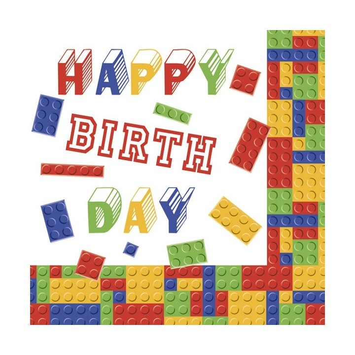 1 Pack paper lunch napkins - Building Blocks Birthday - Daisy