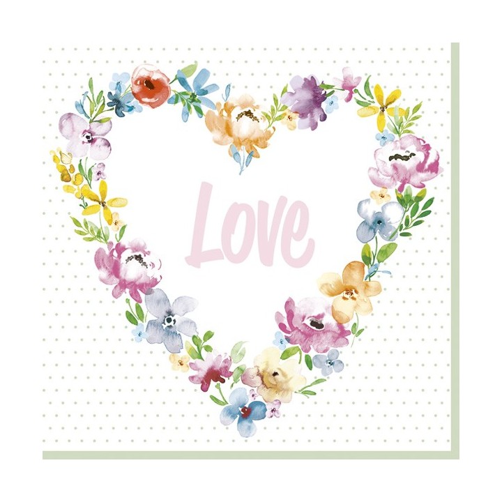 1 Pack  Paper lunch napkins - Blossom Love - Daisy - Heart - Flowers - Love