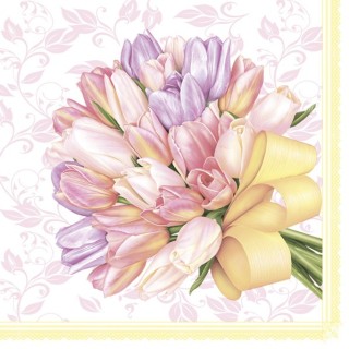 Paper lunch napkins - Pastel tulips - Daisy - Flowers - Tulips