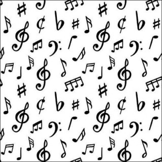 papieren lunch servetten - Music notes - Ambiente - Muziek - Muzieknoten - Zwart - Wit