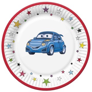 18 cm Papieren bordjes - Cartoon Cars - Daisy