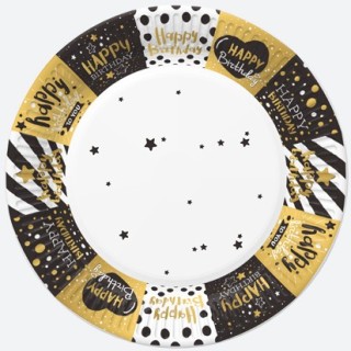 Paper plates - Golden Happy Birthday
