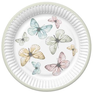 18 cm Papieren bordjes - Light Butterflies - Daisy