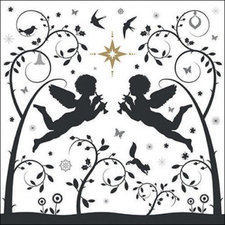 paper lunch napkins - Flying angels- Ambiente - Christmas - Angels - Black-White