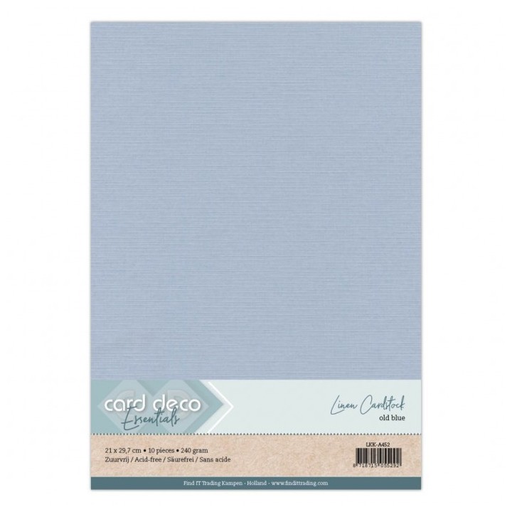 Card Deco, Linen cardboard, Old Blue, 29,7 x 21 cm - A4 - LKK-A452