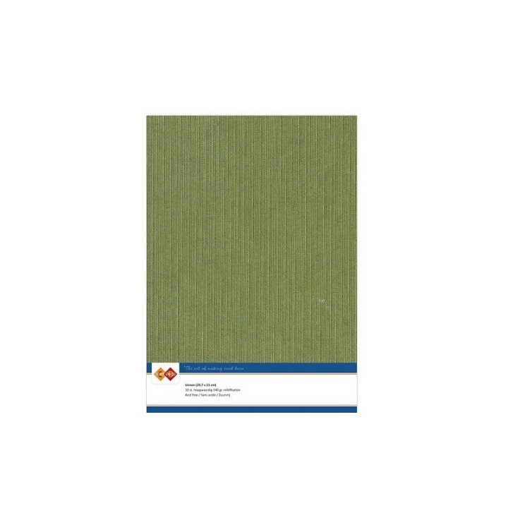 Card Deco, Linen cardboard, Moss green, 29,7 x 21 cm - A4 - LKK-A441