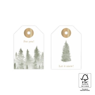 HOP - Kerst Cadeaulabel Duo - Forest Green Tree - Gold