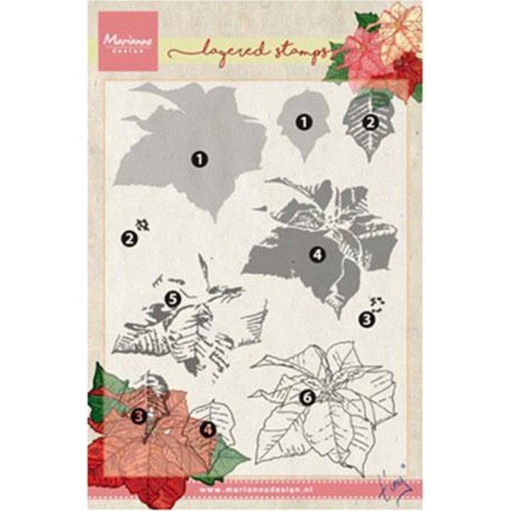 Clearstamp - Marianne Design - Layered - Poinsettia - TC0859