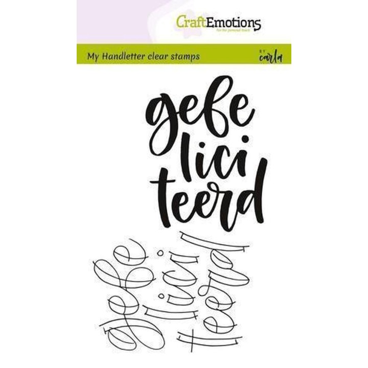 Clearstamp - CraftEmotions - Handlettering - Gefeliciteerd