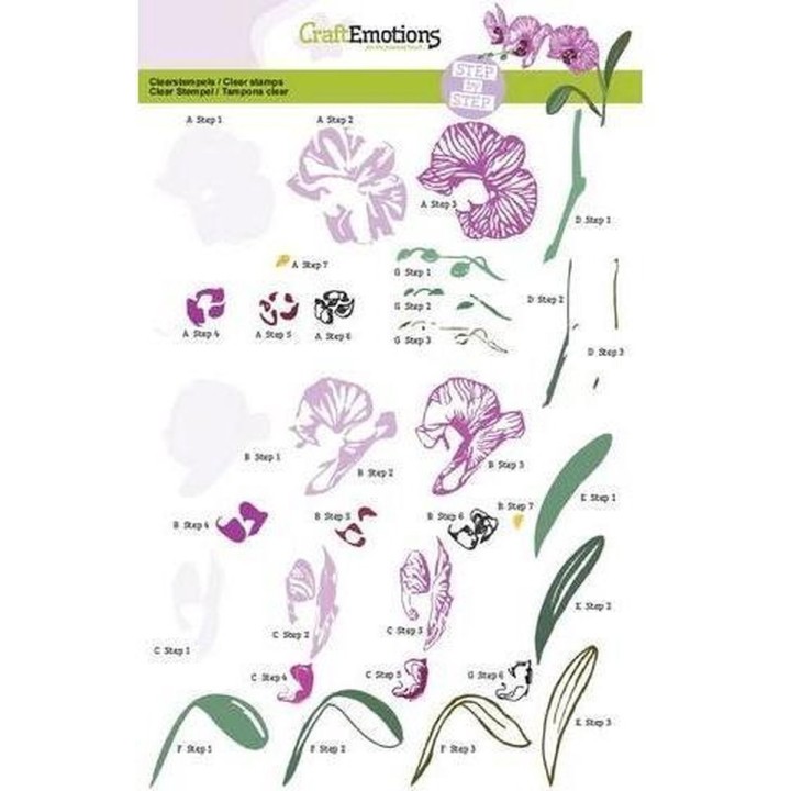 Clearstamp - CraftEmotions - Step by step - Orchid