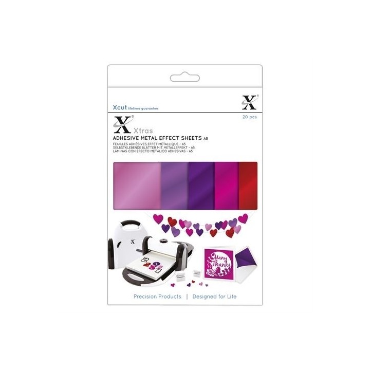Xcut Xtra A5 Adhesive Metall Effect Sheets Pinks (20pcs) (XCU 174422)