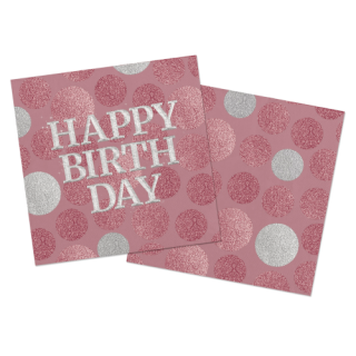 Folat lunch servetten - Glossy Pink Happy birthday | Geschenkenlaantje