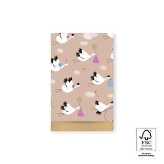 HOP - Gift bag 12x19 cm - Baby Bird Beige Gold