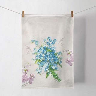 Theedoek - katoen - Blauwe bloemen - Laura - Ambiente