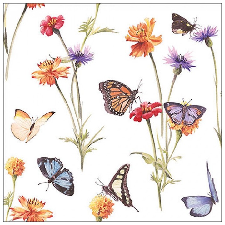 Ambiente - Lunch Napkins - Butterfly garden white