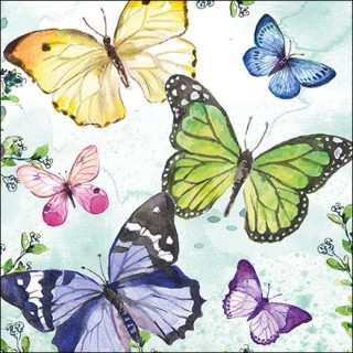 Lunch Napkins - Fluttering butterflies aqua