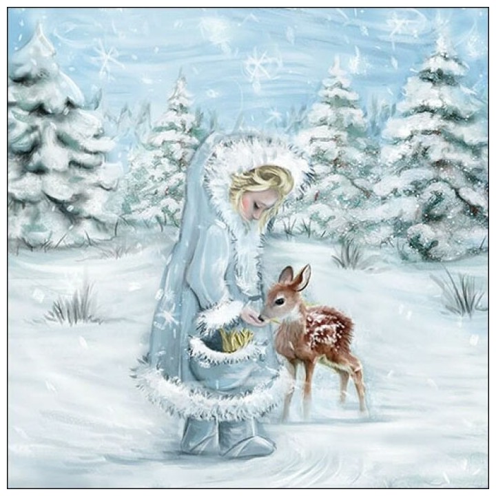 1 Pack  Paper Lunch Napkins - Feeding Deer - Ambiente