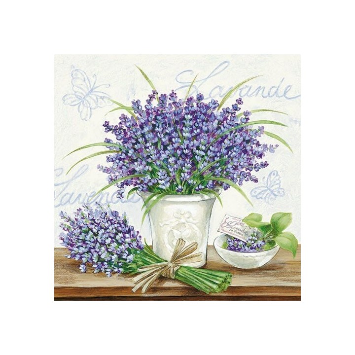 1 Pack Paper Lunch Napkins - Lavender Scene Cream - Ambiente