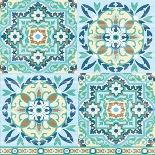 1 Pack Paper Lunch Napkins - Tiles Green - Ambiente