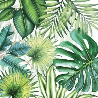 1 Pack paper cocktail napkins - Tropical Leaves White - Ambiente