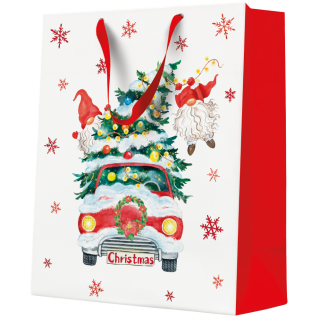 Cadeautas - Christmas Gnomes with tree - Large - 26,5x33,5x13cm