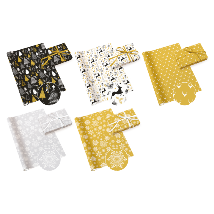 5 Rollen Cadeaupapier - Kerstafbeeldingen 3 | Geschenkenlaantje