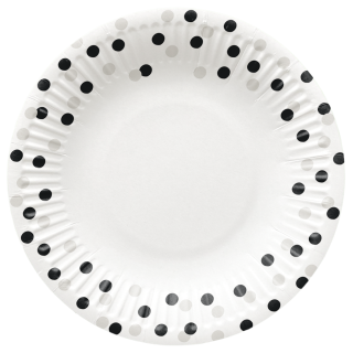 PAW - Papieren bordjes - 18 cm - Confetti Silver-Black | Geschenkenlaantje