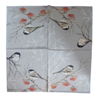 Ambiente - Lunch Napkin - Bird On Branch Grey | Geschenkenlaantje