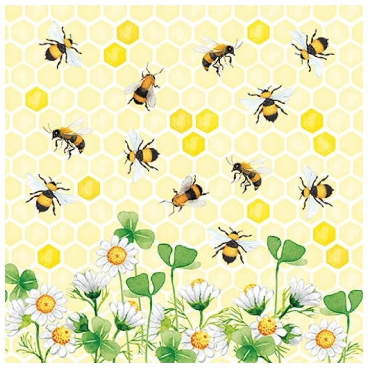 1 Pack Paper Lunch Napkins - Bees Joy - Ambiente