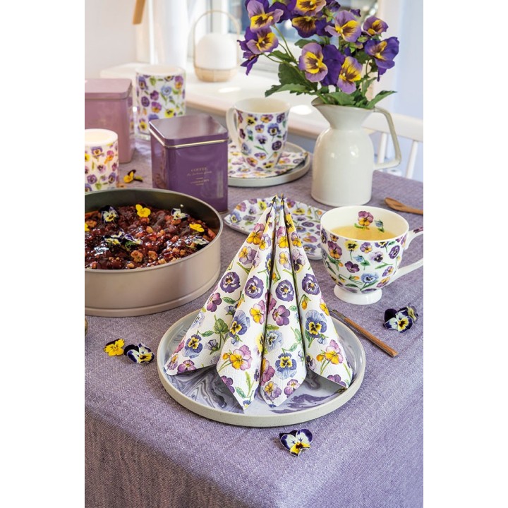1 Pack Paper Lunch Napkins - Pansy All Over - Ambiente