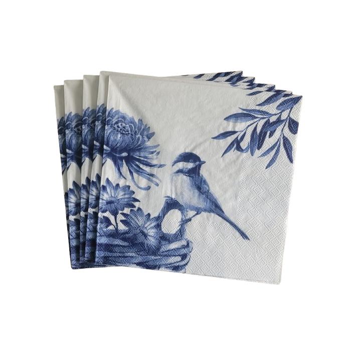 lunch servetten - Blue Bird - Blauw Wit - Vogel - Ambiente