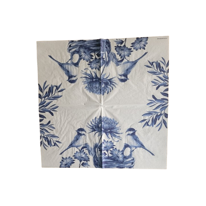 lunch servetten - Blue Bird - Blauw Wit - Vogel - Ambiente