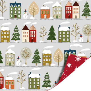 Kassaplan - Cadeaupapier 70 cm - Kerst - Huizen - 2-3