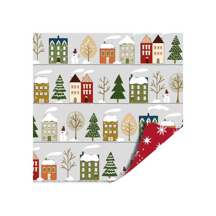 Kassaplan - Cadeaupapier 70 cm - Kerst - Huizen - 2-3