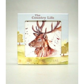 4 Luxe onderzetters - Edelhert - Kurk/kunststof - country life