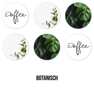 Ronde onderzetters - Botanisch - Planten - Bladeren - Koffie - Bont