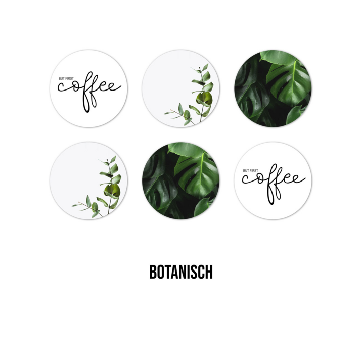 Ronde onderzetters - Botanisch - Planten - Bladeren - Koffie - Bont